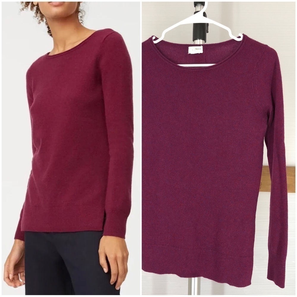 Sz XS- Club MONACO Nicolette 100% Cashmere Long Sleeve Sweater Pomegranate Plum